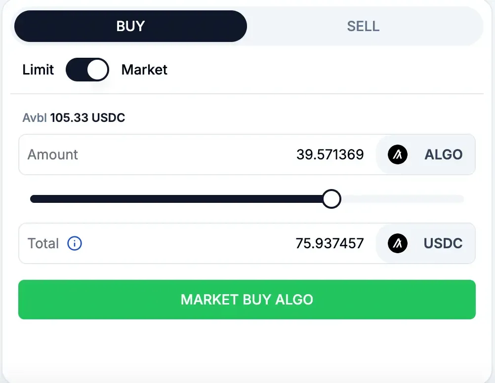 Market Order Screenshot